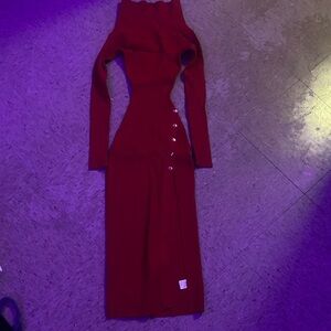 Windsor Chic Red Long Sleeve Dress